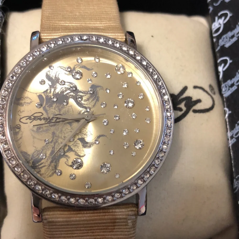 Ed Hardy watch gold with Swarovski  crystals